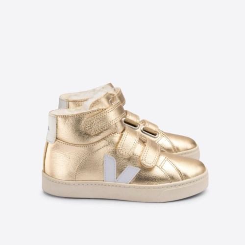 Veja Esplar Mid Leather Kids Trainers Gold UK 98547